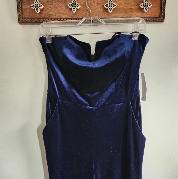Strapless Velvet Navy Blue Jumpsuit - Picture 3 of 6